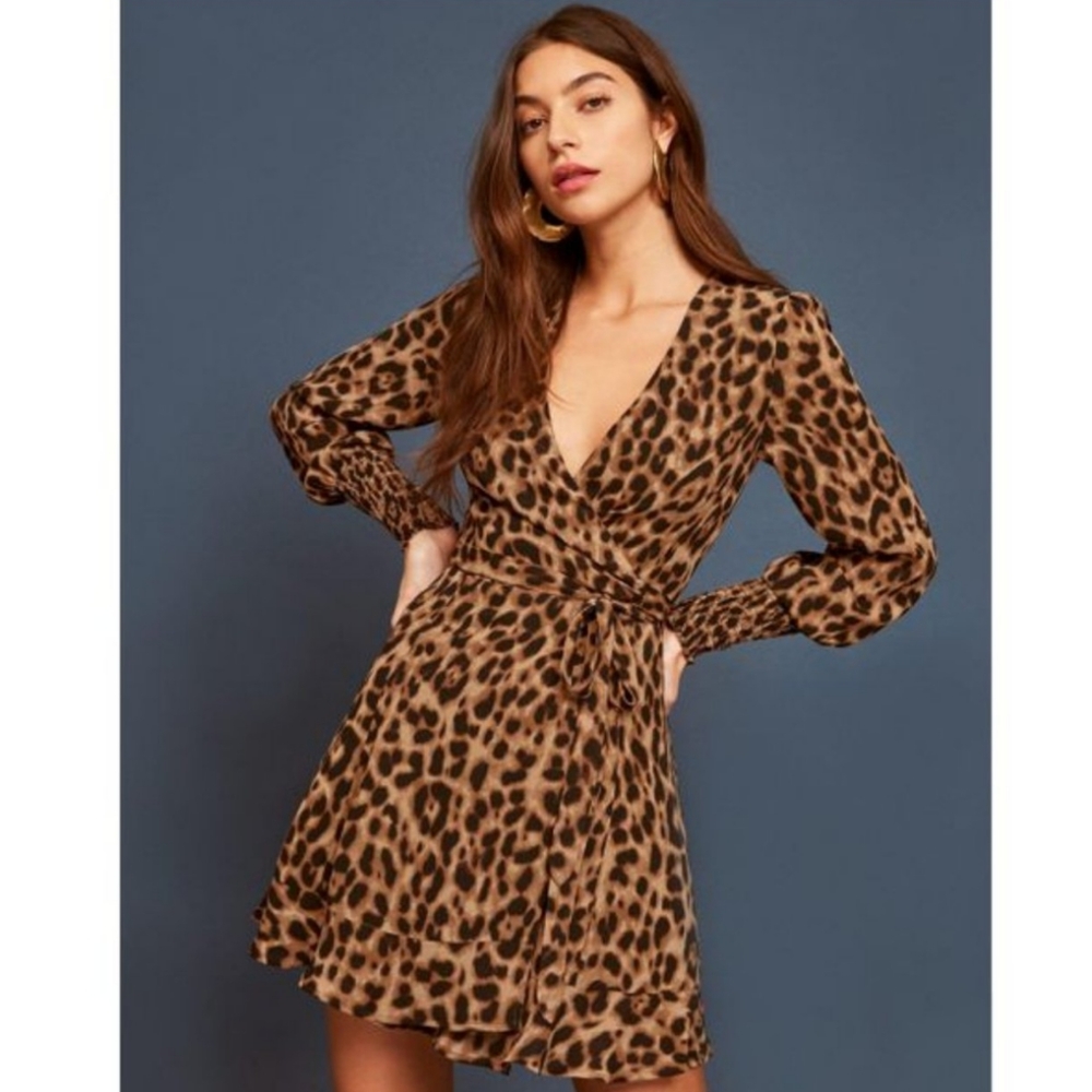 Reformation Kerri Dress in Leopard Print Small
